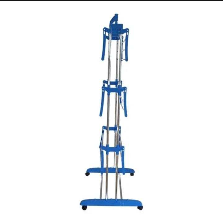 Movable Cloth Stand - Durable Steel & Plastic, Rust-resistant, Portable & Space-saving With Foldable Design And Multiple Hanging Bars