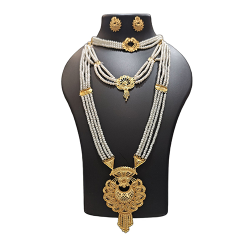 Designer Moti Rani Haar - Color: Golden & White