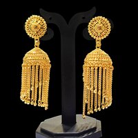 Designer Copper Chain Jumka - Color: Golden