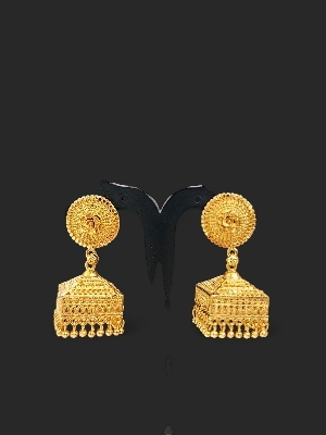 Fancy Copper Chain Jumka - Color: Golden