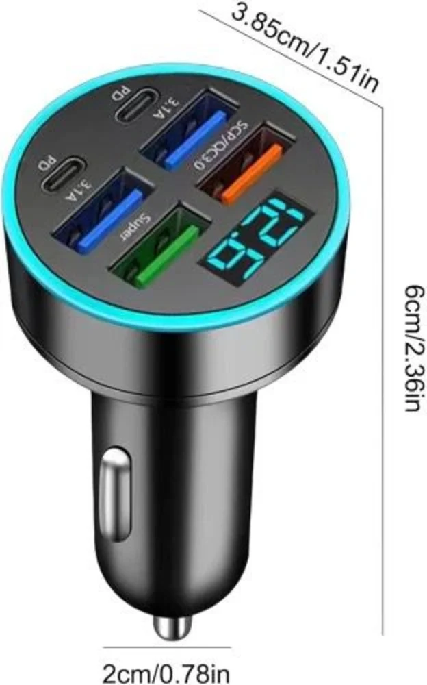 6 In 1 Car Charger - Features: Good Quality