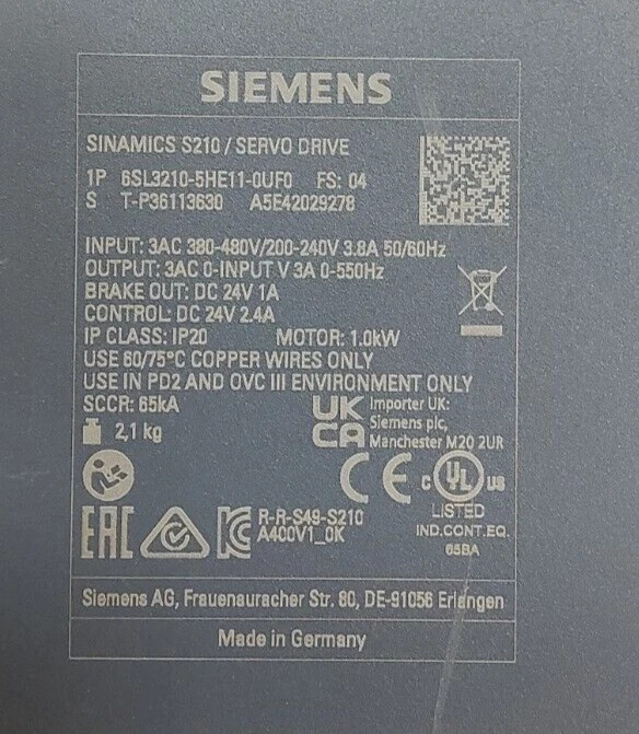 Siemens 6SL3210-5HE11-0UF0 Drive