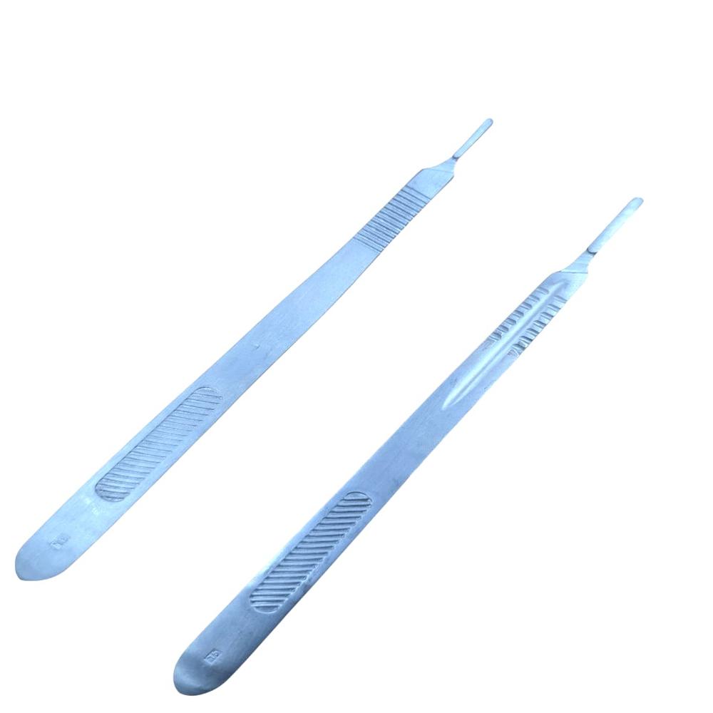 BP Handle Long Pack of 2 - Stainless Steel, Standard Size, Silver | Durable Manual Surgical Instruments for Secure Scalpel Blade Handling
