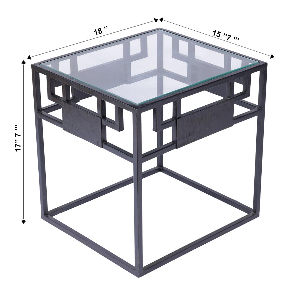 Square Coffee Table - Metal, Standard Size | Polished Finish, Black Color, Ideal Home Centerpiece