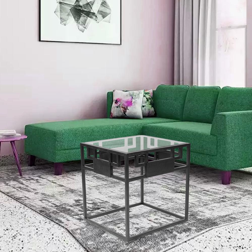 Square Coffee Table - Metal, Standard Size | Polished Finish, Black Color, Ideal Home Centerpiece