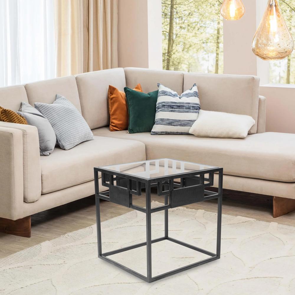 Square Coffee Table - Metal, Standard Size | Polished Finish, Black Color, Ideal Home Centerpiece