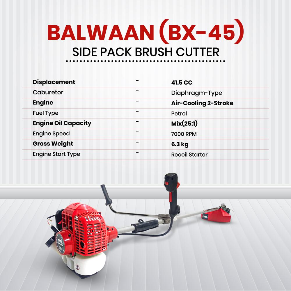 Balwaan Side Pack Bx 45 Brush Cutter - Finish: Plastic Coated