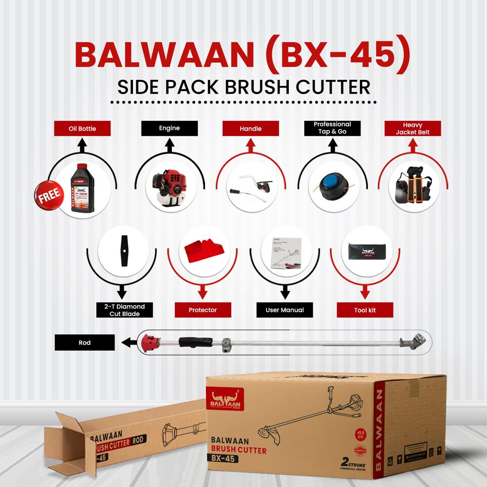 Balwaan Side Pack Bx 45 Brush Cutter - Finish: Plastic Coated