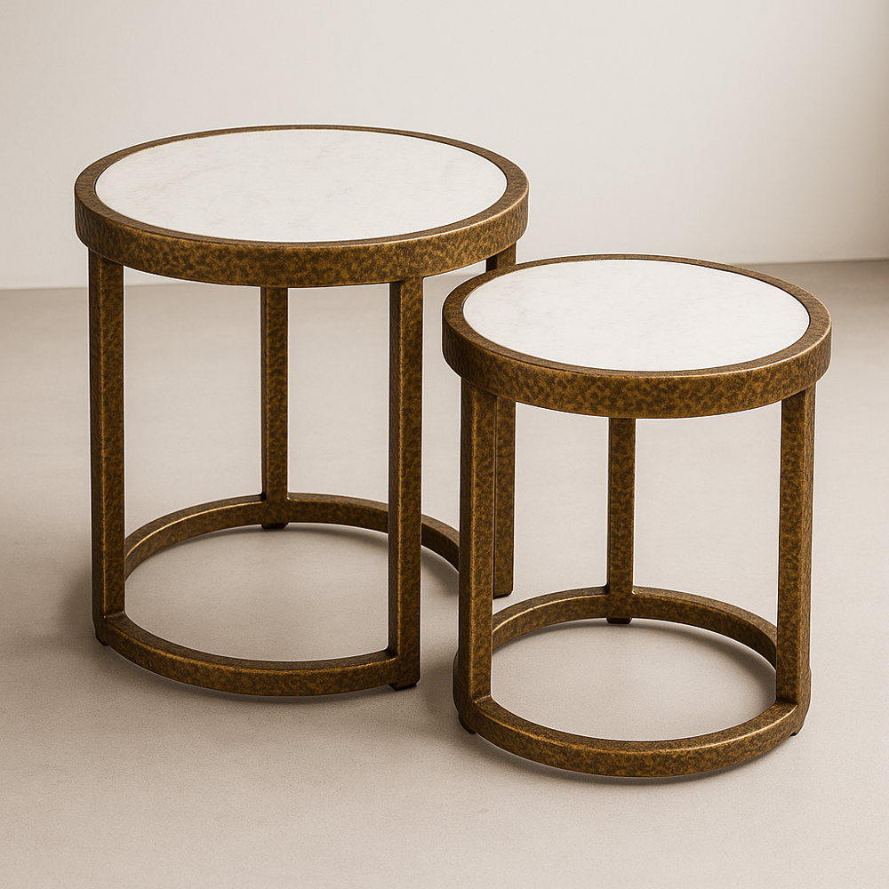  Marble and Bronze Nesting Tables