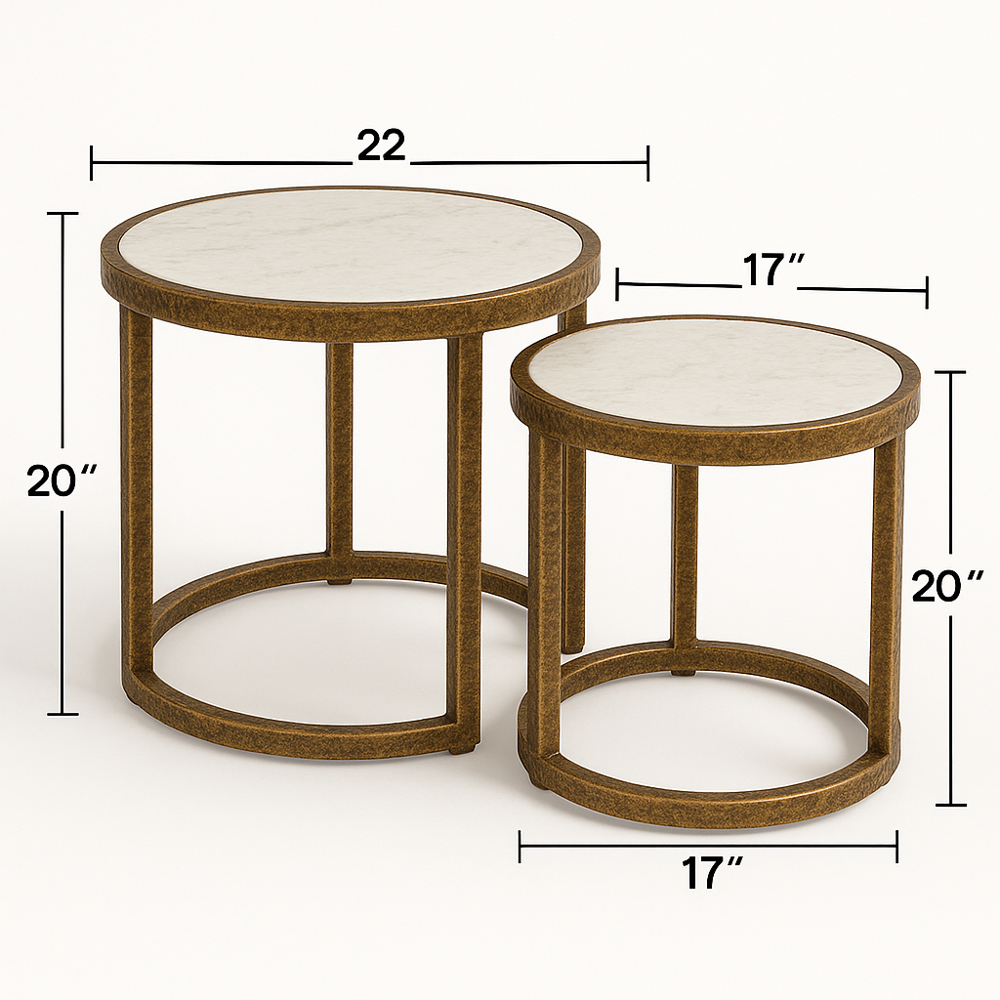  Marble and Bronze Nesting Tables