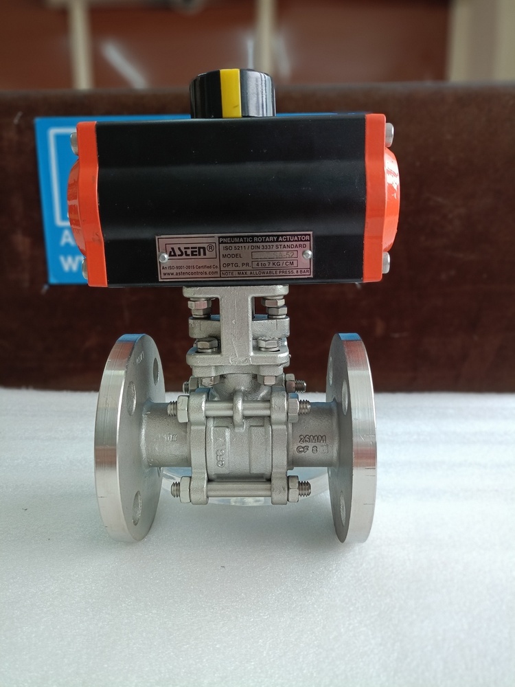 Pneumatic 3 Piece Ball Valve Flanged End