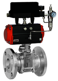 Pneumatic 3 Piece Ball Valve Flanged End