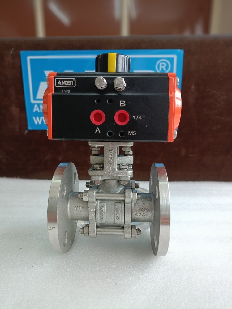 Pneumatic 3 Piece Ball Valve Flanged End