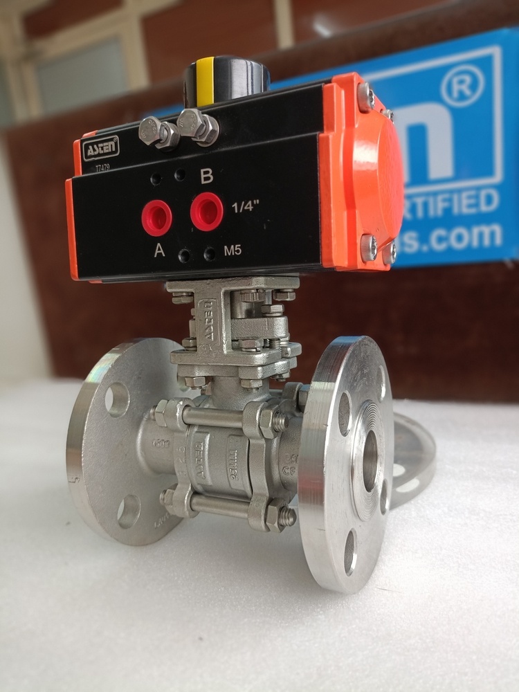 Pneumatic 3 Piece Ball Valve Flanged End