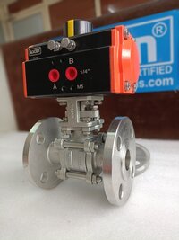 Pneumatic 3 Piece Ball Valve Flanged End