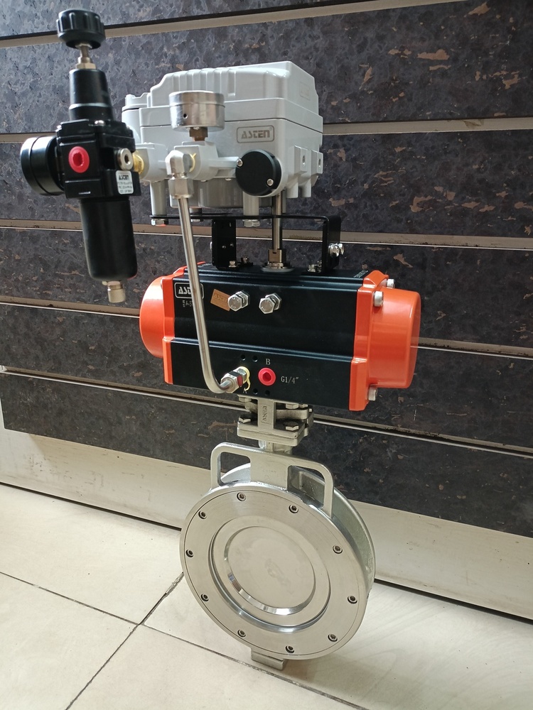 Pneumatic Off-set Disc Butterfly Valve-spherical Disc Valve - Color: Silver