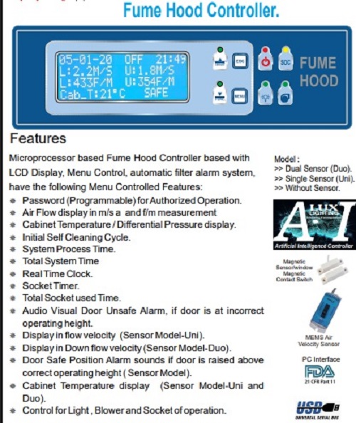 Luxmedfume Hood Controller - Dimension (L*W*H): 30*7.5*5 Centimeter (Cm)
