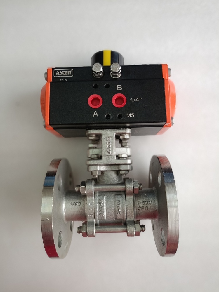 Pneumatic 3 Pc 2 Way Ball Valve  flanged