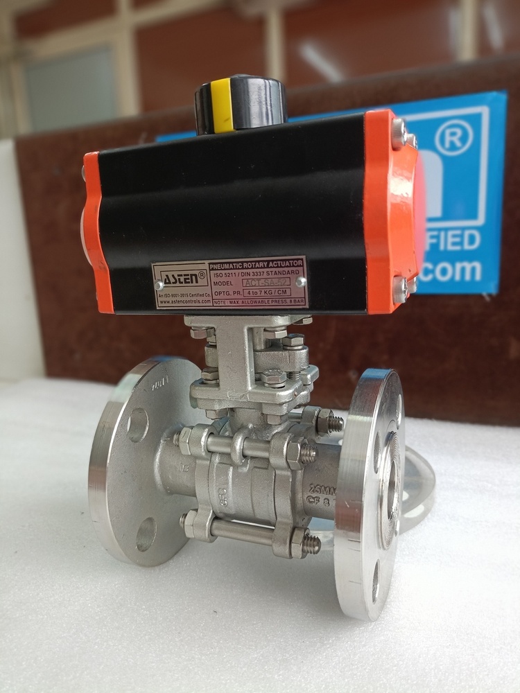 Pneumatic 3 Pc 2 Way Ball Valve  flanged