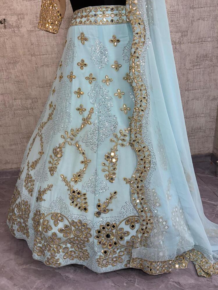 Fox Georgette Rea Mirror Work Lehenga