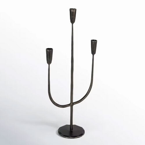 Minimalist Black Iron Candle Holder 3 Arm Candelabra for Modern and Rustic Decor