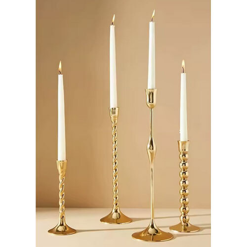 High On Demand Decorative Metal Candle Stand For Home And Event Decor Set Of 4 Metal Candle Holder For Export Sale - Color: Golden