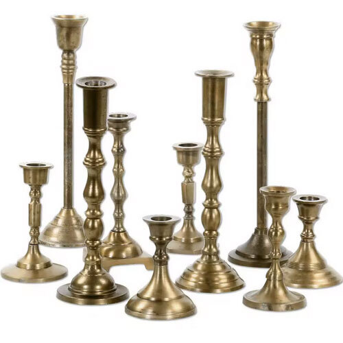 Vintage Style Aluminium Candle Holder Set Elegant Taper Holders For Dining Table Mantle And Event Decoration - Color: Golden