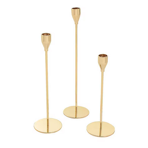 Decorative Gold Pillar Candle Stand Sleek Metal Holder For Event And Interior Table Styling - Color: Golden