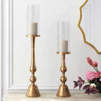 Contemporary Gold Candle Holder Minimalist Metal Pillar Stand For Table Centerpieces And Festive Decoration - Color: Golden