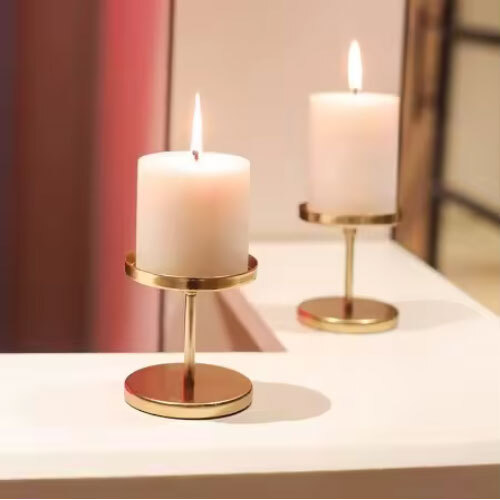Home Trends Metal Set Of 2 Candle Stand For Home Birthday Decoration Available At Different Sizes - Color: Golden