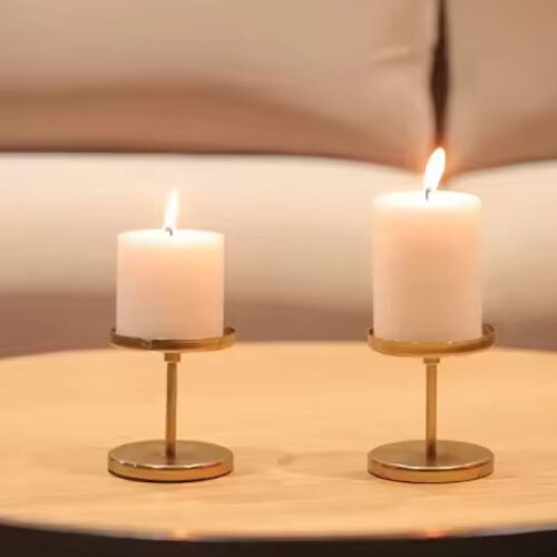 Home Trends Metal Set Of 2 Candle Stand For Home Birthday Decoration Available At Different Sizes - Color: Golden