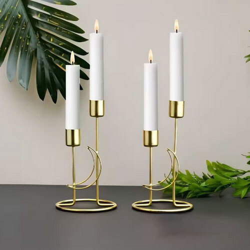 Indian Manufacture Multi-Arm Candelabra Style Candle Stand For Weddings, Parties, And Wholesale Gifting Available At Low Price - Color: Golden