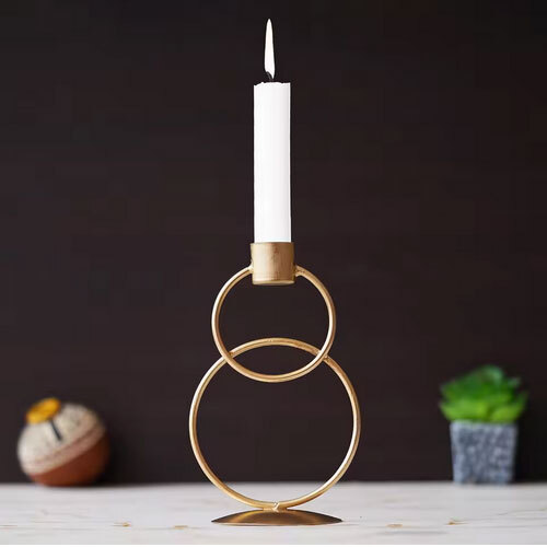 Export Quality Decorative Metal Candle Stand For Home And Event Decor For Pillar Candles, Custom Design Available For Sale - Color: Golden