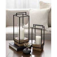 Elegant Candle Holder Lantern Mango Wood and Iron Square Frame with Glass Jar for Weddings and Home Ambiance