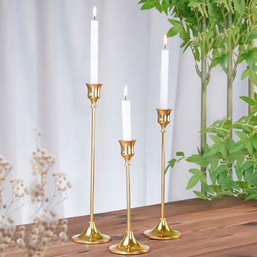 Geometric Design Minimalist Metal Candle Holder Stand For Table Decor Floor Candle Holder From Indian Supplier For Bulk Export - Color: Golden