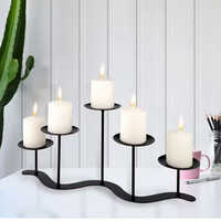 Indian Supplier Handcrafted Minimalist 5 Arms Candle Holder Stand for Wedding and Party Tabletop Decoration