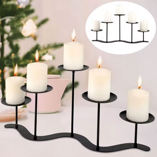 Indian Supplier Handcrafted Minimalist 5 Arms Candle Holder Stand for Wedding and Party Tabletop Decoration