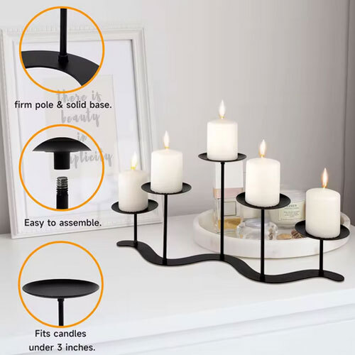 Indian Supplier Handcrafted Minimalist 5 Arms Candle Holder Stand for Wedding and Party Tabletop Decoration