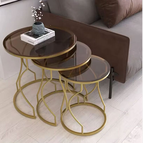 Best Supplier Metal Frame Coffee Table with Glass Top for Villas Resorts and Showrooms Available for Affordable Price