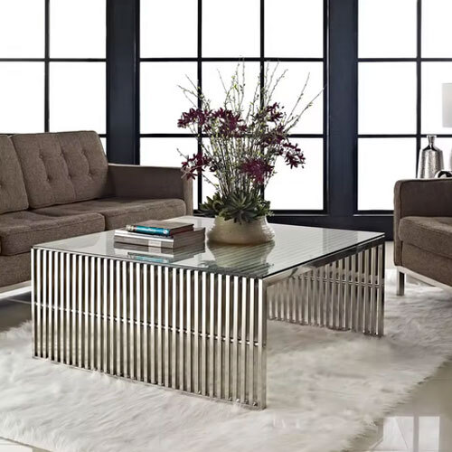 Direct Factory Supply Stainless Steel Coffee Table With Tempered Glass Top Home Furniture Coffee Table - Application: Living Room