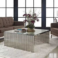 Direct Factory Supply Stainless Steel Coffee Table with Tempered Glass Top Home Furniture Coffee Table