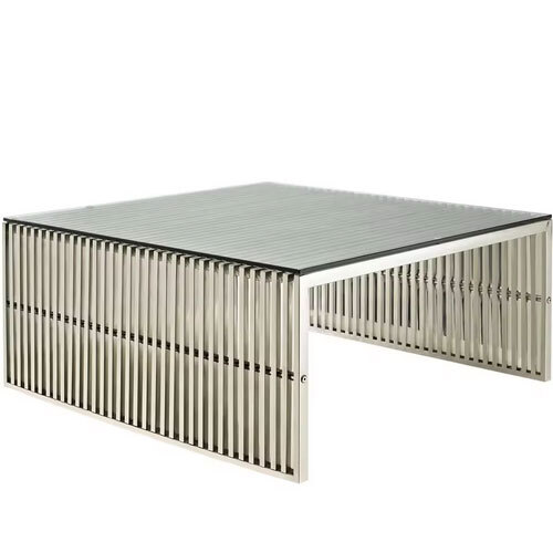Direct Factory Supply Stainless Steel Coffee Table with Tempered Glass Top Home Furniture Coffee Table