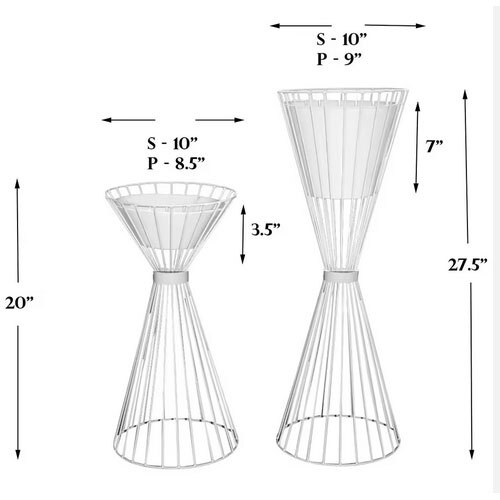Op Grade Metal Planter With Powder Coated Surface Strong Handles & Simple Design Perfect - Color: White