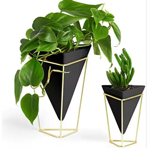 Glossy Surface Metal Planter With Strong Legs Stable Design For Tall Plants Ideal For Indoor & Outdoor - Color: Golden