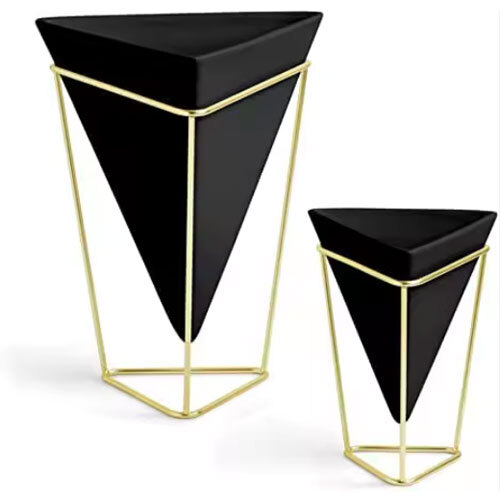 Glossy Surface Metal Planter With Strong Legs Stable Design For Tall Plants Ideal For Indoor & Outdoor - Color: Golden