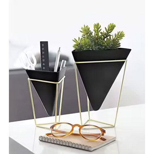 Glossy Surface Metal Planter With Strong Legs Stable Design For Tall Plants Ideal For Indoor & Outdoor - Color: Golden