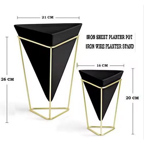 Glossy Surface Metal Planter With Strong Legs Stable Design For Tall Plants Ideal For Indoor & Outdoor - Color: Golden