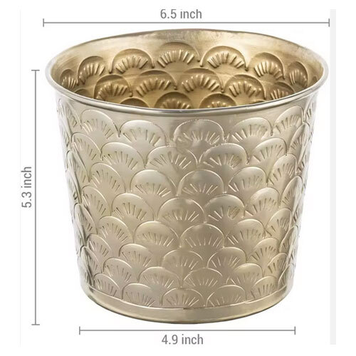 High Strength & Weather Proof Material Metal Planters For Indoor And Outdoor With Beautiful Round Shape For Exports Selling - Color: Golden
