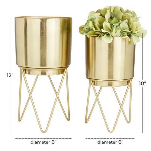 Smooth Edges Lightweight Perfect Shine Metal Planters with Stand for Outdoor & Indoor Home Use from Indian Supplier