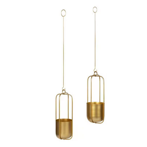 Premium Quality Metal Planters With Wall Hanging Elegant Look For Living Rooms Offices Hotels Available At Wholesale Price - Color: Golden